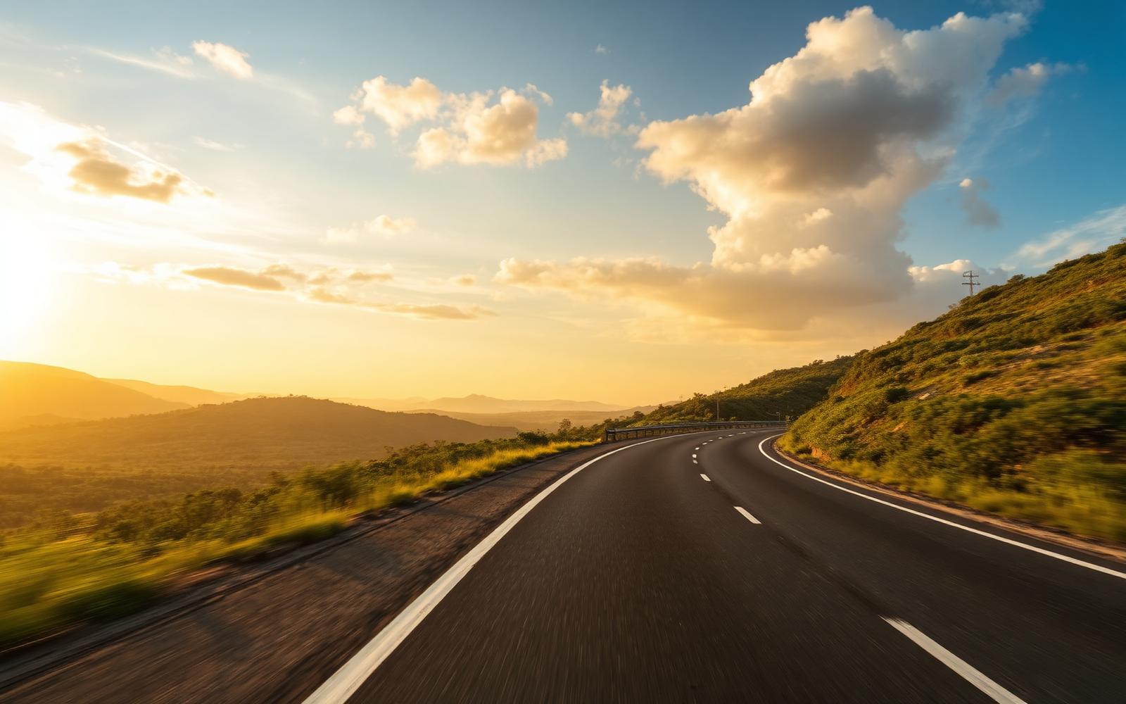 Wide view of the mountain highway landscape in Jammu & Kashmir